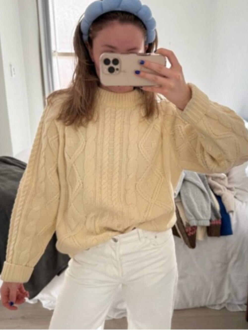 Vintage Cream Cable Knit Oversized Sweater